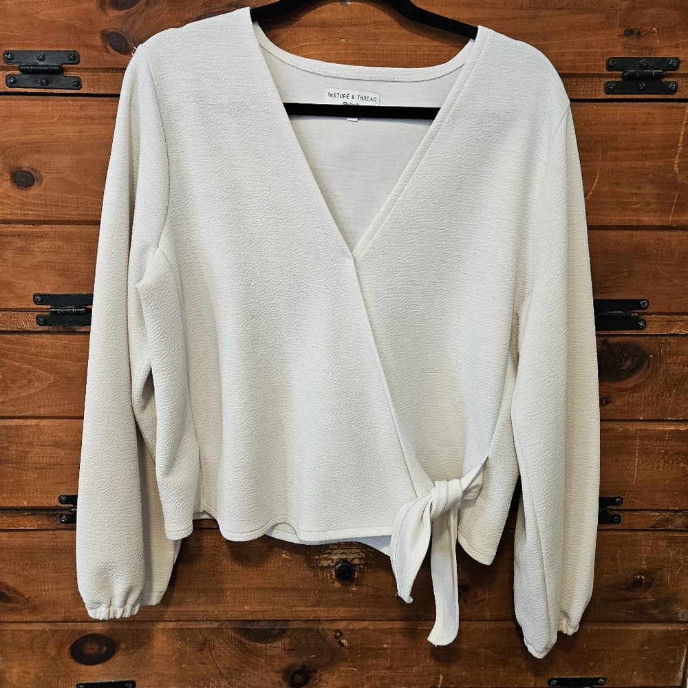 Madewell Cream Wrap Blouse with Side Tie